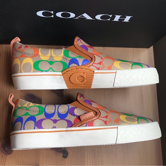 🌈 Coach Skate Slip On Sneaker In Rainbow Signature Canvas *Special Edition* - Picture 11 of 13